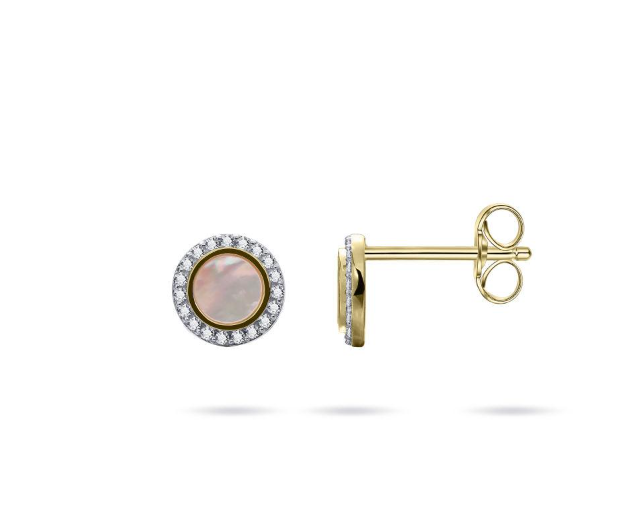 Mother of Pearl coin ear studs | coin + setting 6 mm